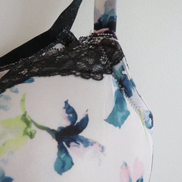 CACIQUE Butterflies and Blooms Lace Padded Bra Navy Blue White - Size 44DDD - Picture 4 of 14